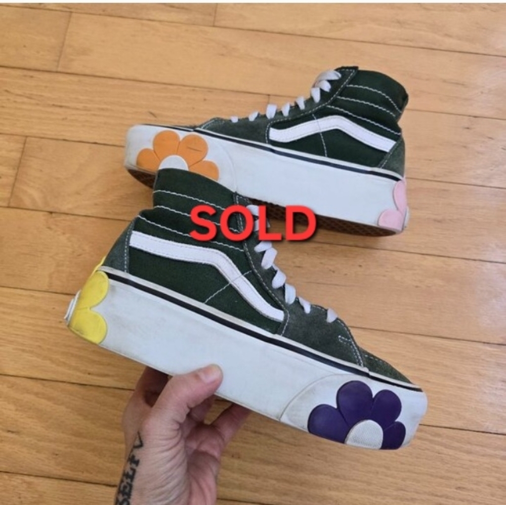 VANS | SK8-Hi Tapered Stackform OSF green floral skater sneakers | WMS 7